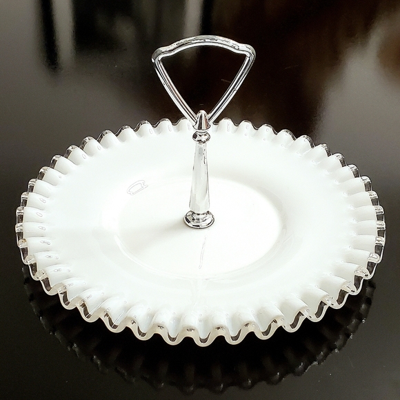 Vntg "Silver Crest" 8 1/2" Tidbits Serving Plate by Fenton GUC 🇺🇸 - Picture 9 of 9